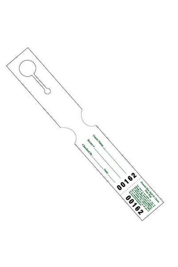 Bag Identification Tags, Tear Proof Stock. With consecutively duplicated matching numbers from 00000 to 00999. Tag Size: 11" (Height) x 1 1/2" (Width). FREE Shipping. TG60320. 1000 Tags.