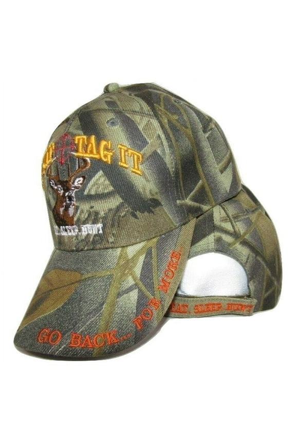 Bag It Tag It Camo Black Adjustable Deer Hunter Hat Cap Outdoors Redneck
