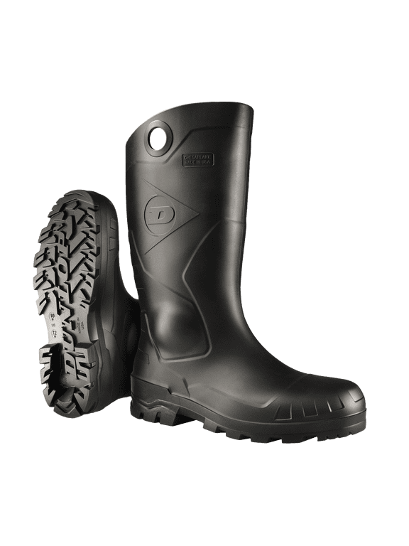 Chesapeake Plain Toe Rubber Boots for Men & Women – PVC - Waterproof - Lightweight Garden, Fishing & Rain Boots with Wide Calf – Black – Size 3–15