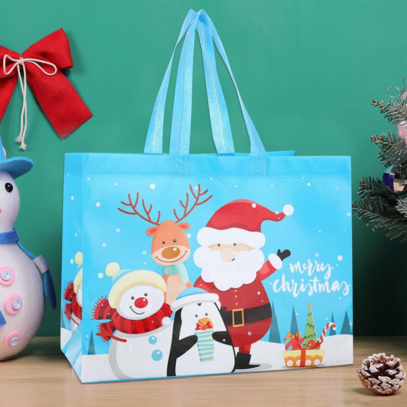 Bag Non Woven Santa Tree House Portable Laminated Bag Graduation Party