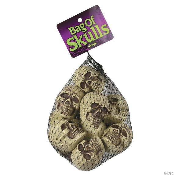 Bag O' Skulls Pack Of 12 One Size Silver - NEW