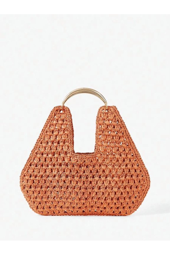 Bag Orange With Gold-Tone Metal Ring Handle
