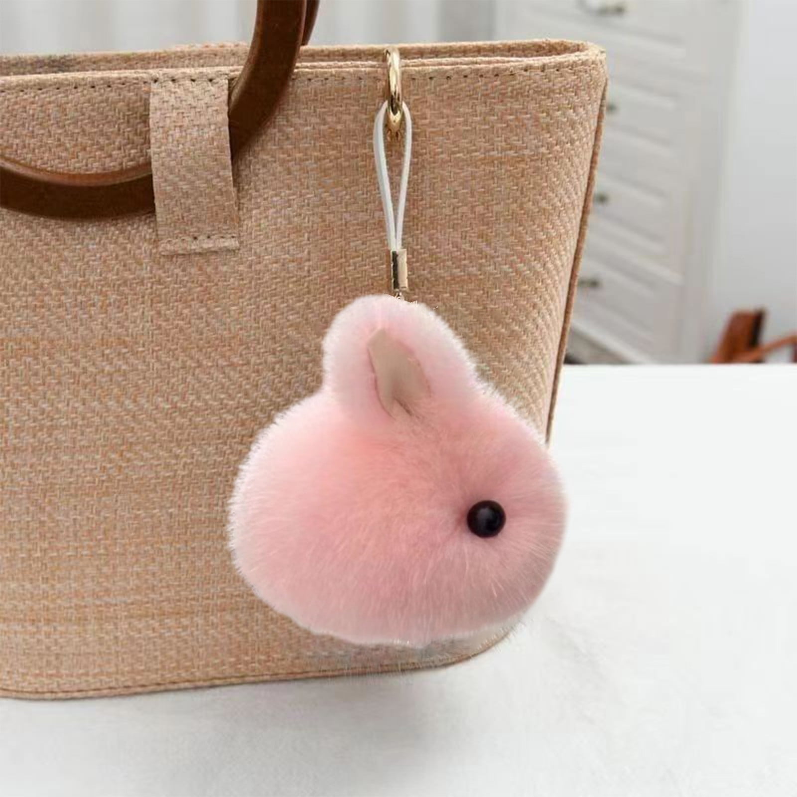 Cute Rabbit Keychains Bag Pendant Birthday Gift Super Cute Round Body Little Rabbit Bunny ...