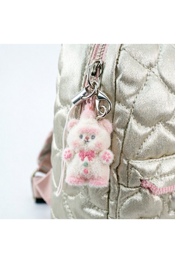 Bag Pendant Lightweight Mini Bear Charm Keychain with Soft Flocking Texture Lanyard Phone Bag Gift Accessory