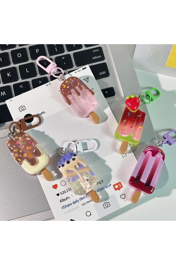 Bag Pendant Lightweight Portable Resin Popsicle Pendant Bag Hanger High Simulation Multiple Flavors Summer Style Ice Cream Keychain