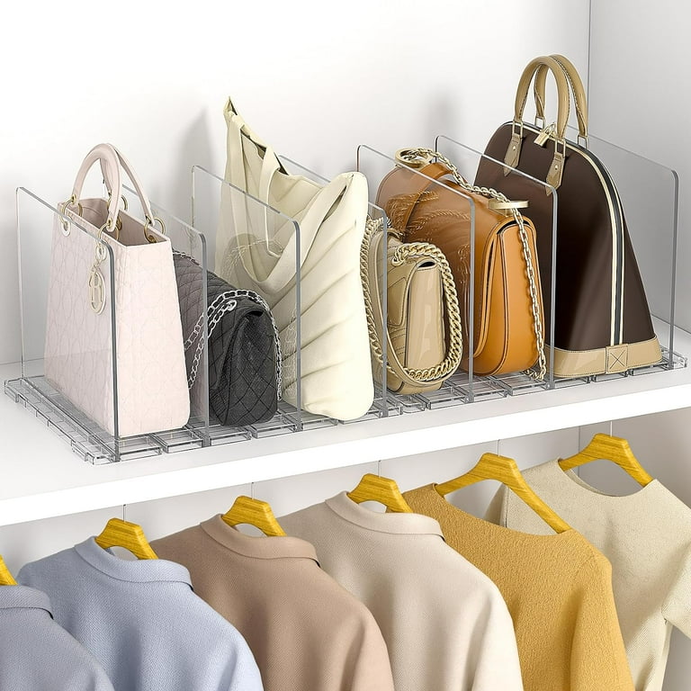 Bag Purse Organizer for Closet 2 Pack Adjustable Clear Handbag Storage Shelf Plastic Clutch Dividers Minimal Keep Purses upright Walmart