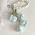 thumbnail image 1 of Bag Quality Wool Crocheted Bag Pendant Pearl Chain Key Chain Knitted Key Ring Knitted Bag Pendant Orchid Key Ring BLUE, 1 of 8