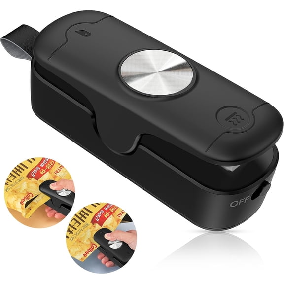 Bag Sealer, 2 in 1 Mini Bag Sealer Heat Seal and , Portable Chip Bag Sealer Heat Sealer Bag Resealer for Snacks Candies Plastic Bag  Storage ( Included)