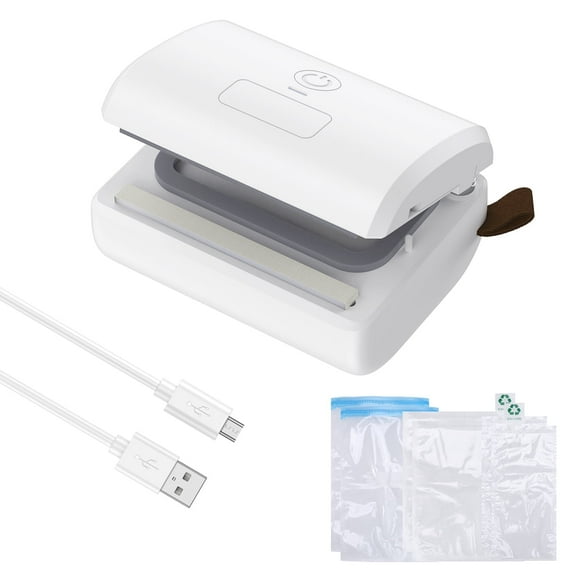 Bag Sealer, AMIR 4 in 1 Rechargeable Bag Heat Sealer with Inflating Unsealing Mini Vacuum Bag Sealer for Food Storage Chips Snacks Kitchen Camping