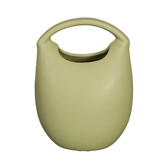 Bag Shaped Flower Vase Handbag Shape Ceramic Vase for Countertop Anniversary Green