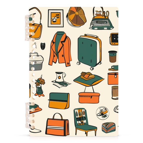 Bag Shoes Chairs Clothes Notebooks 1-subject Journal 60 Sheets A5 College Ruled Paper Detachable Ring 8.3"x5.7"