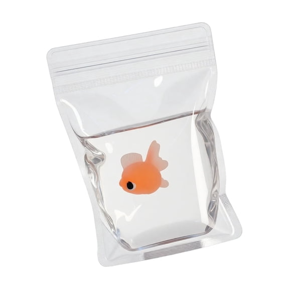 Bag Squishy Stress Toy with Water Pouch Design, 1 Pack, Orange and Clear, for all ages and Adults, Sensory Squeeze Toy