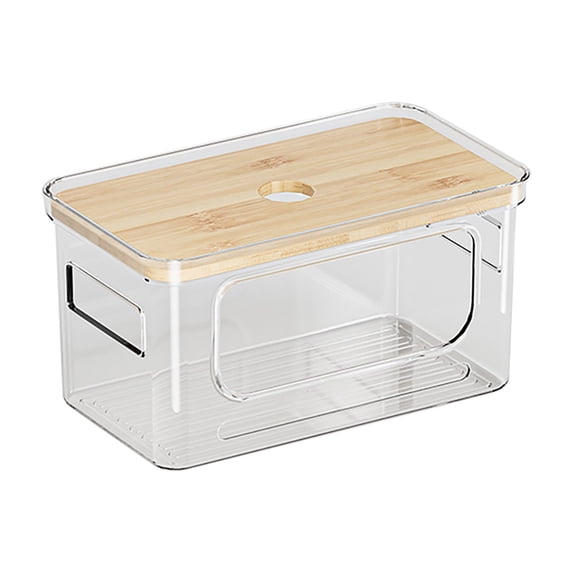 Bag Storage Box with Bamboo Cover Storage Box,Trash Bag Dispenser Stackable with Top – Extra Large Garbage Bag Holder & Organizer for Kitchen Laundry Room Pantry Organization and Storage