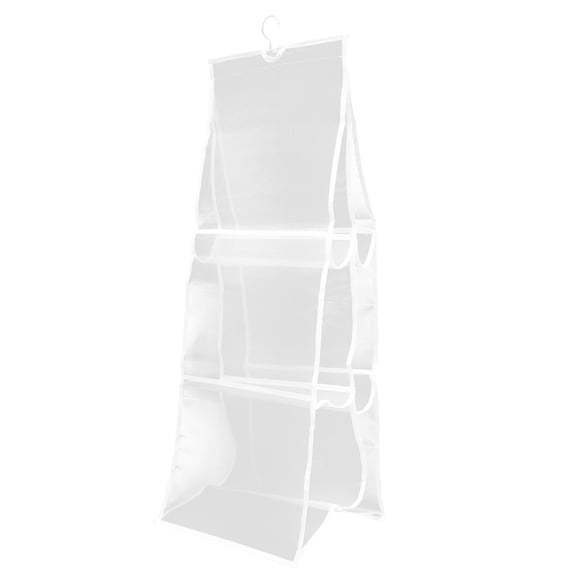 Clear Hanging Bag Storage Racks for Clothes, Handbags, Wallets Organizer Box with Nylon Grid for Bathroom