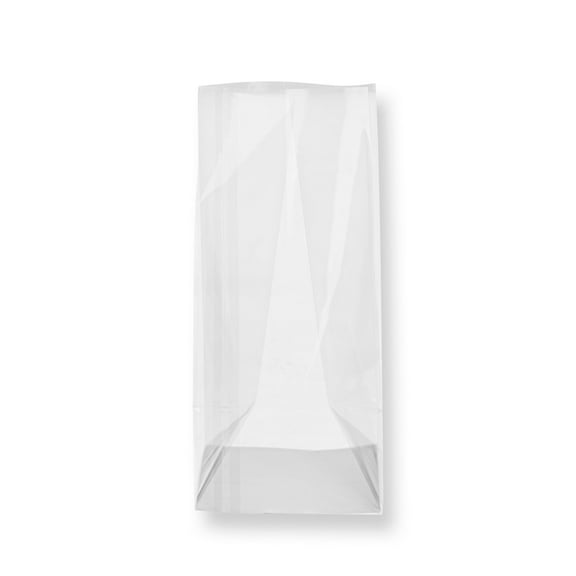 Bag Tek Clear Plastic Gusset Bag - Flat Bottom, Paper Insert, Heat Sealable - 4" x 4" x 9" - 100 count box
