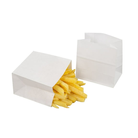 Bag Tek White Paper Small Snack Bag - 3 3/4" x 2 1/4" x 3 3/4" - 100 count box