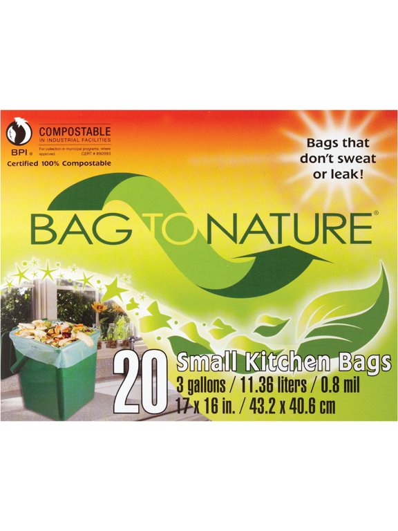 To Nature Kitchen Compost Bags 17x16 .8mil 3 gallon 100 ct