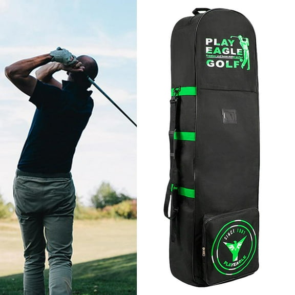 Bag for Airlines Cover Zipper Folding Storage Pocket Golf Club Luggage Bag Case with Wheels for Traveling Women Men Green