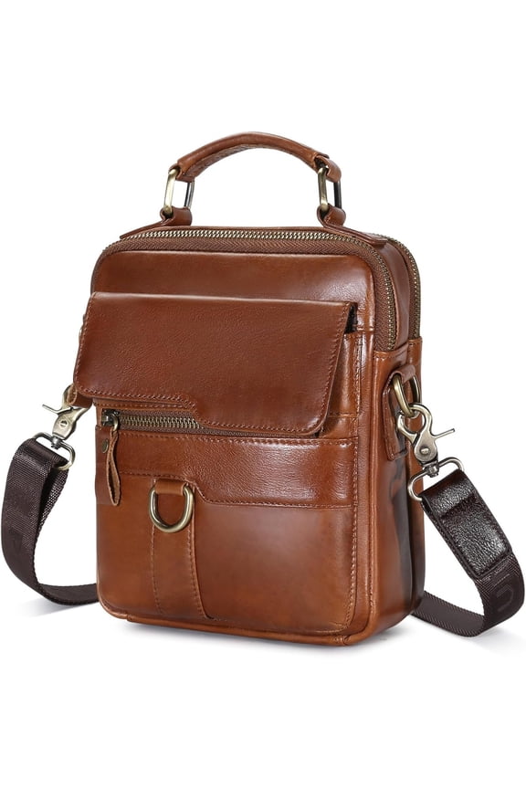 Bag for Men Crossbody Bag Small Leather Messenger Briefcase Handbag Men Purse | , Small, Leather, Messenger, Men Purse