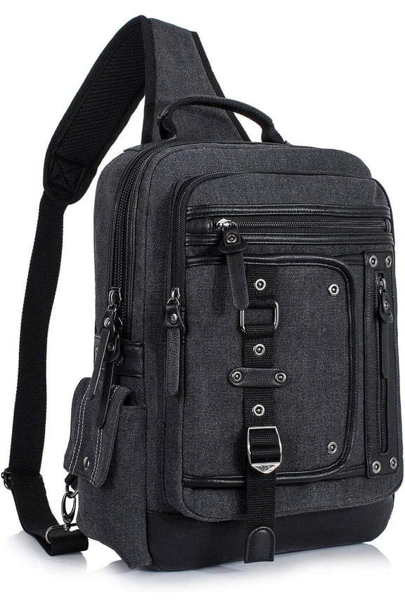 Bag for Men: Large Canvas Sling Backpack Messenger Bag Fits 15.6 Inch Laptop for Work Commute