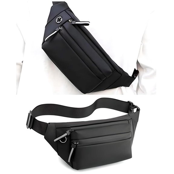 Bag for Men and Women Side Bag | Fanny Waist Pouch Pack | Travel Side Sling Waist Bag | Travel Essentials for Running, Riding a Bike (Black)