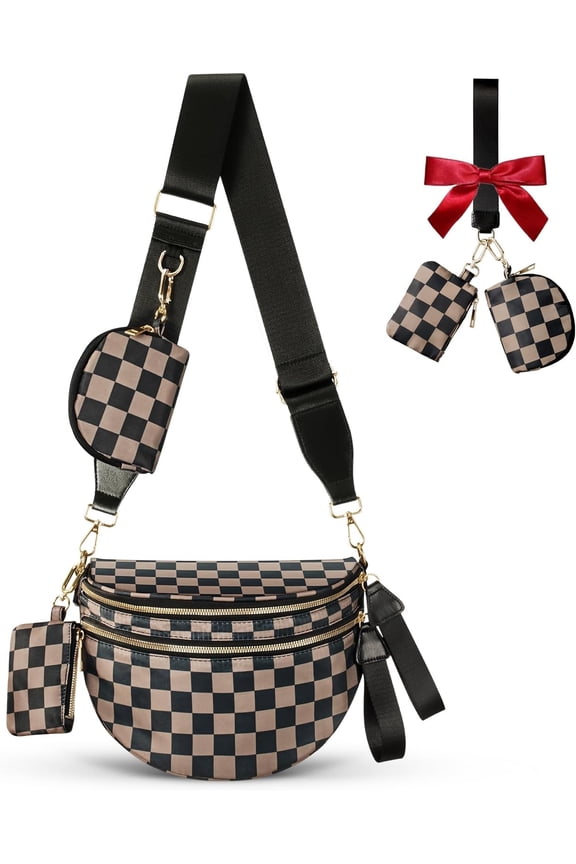 Bag for Women Bum Bag Checkered Belt Bags Fanny Packs for Girls Travel Purse Fashion Packs Crossbody Nylon Purse Trendy Bags for Womens