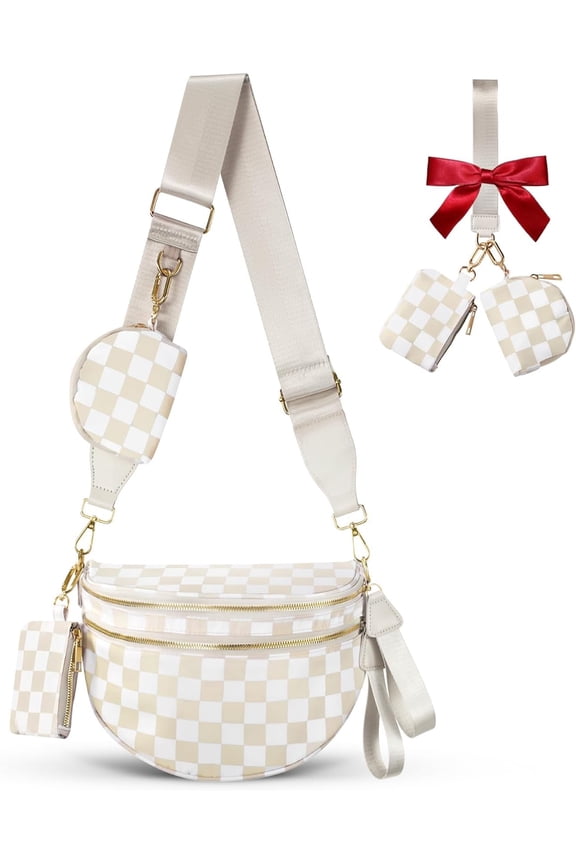 Bag for Women Bum Bag Checkered Belt Bags Fanny Packs for Girls Travel Purse Fashion Packs Crossbody Nylon Purse Trendy Bags for Womens