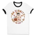 thumbnail image 1 of Bag it up Halloween Ringer Tee Shirt Unisex Large White/Black, 1 of 5