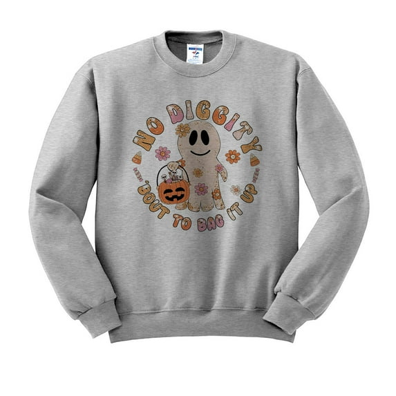 Bag it up Halloween Sweatshirt Unisex Large Grey