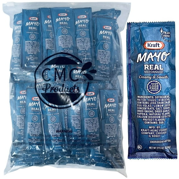 Bag-n-Dash 100 Kraft Real Mayo Condiment Packs - Single Serve Packets of Mayo w/ Plastic Food Bag & Slide Seal for easy storage Perfect for Boxed Lunches, BBQ, Picnics, and Parties (100 Packets)
