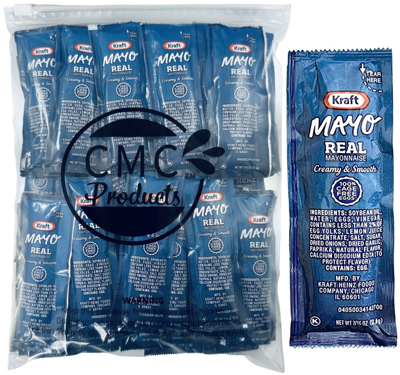 50 Kraft Mayo Condiment Packs Mayonnaise Packets in Custom CMC