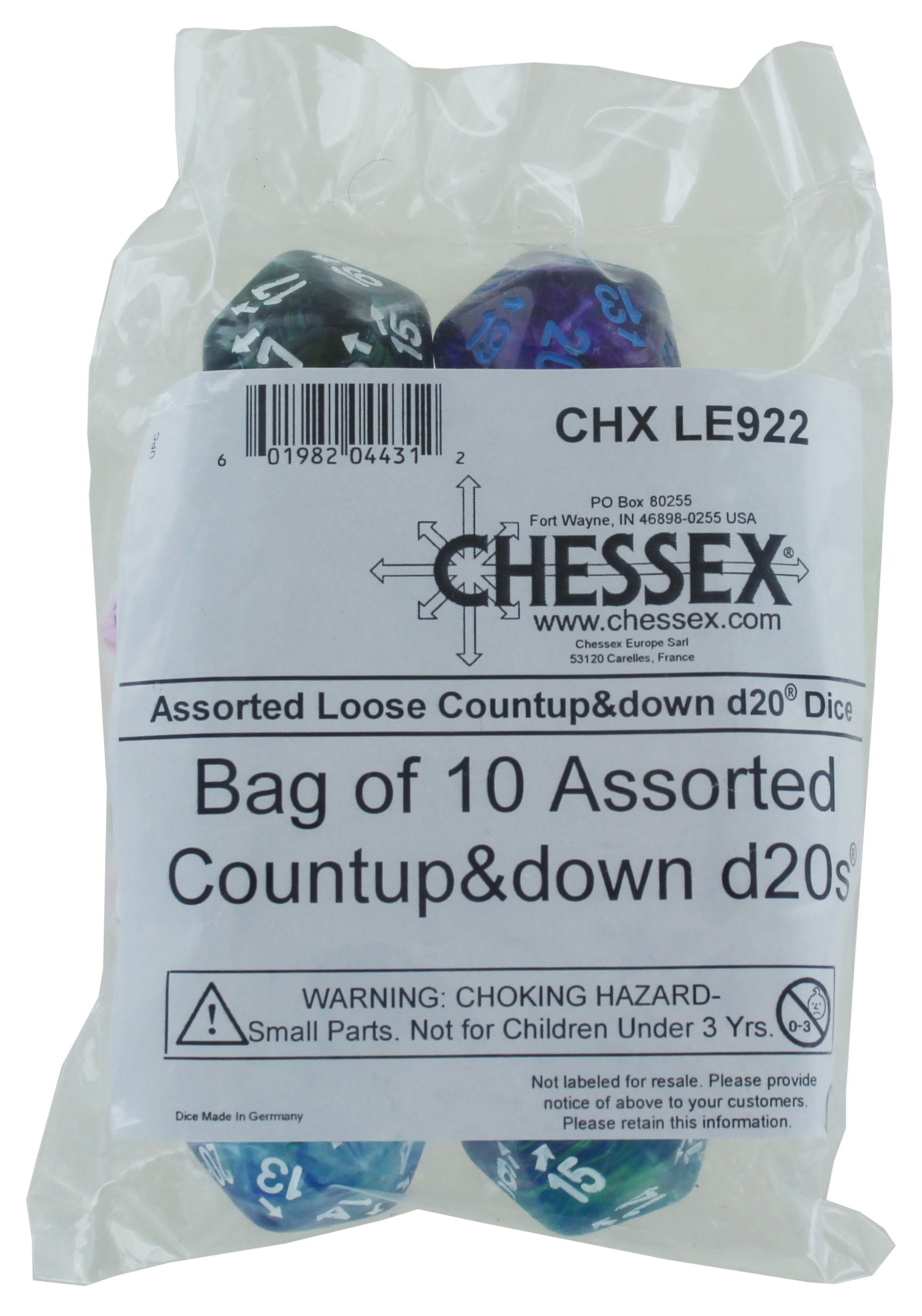 Bag of 10 Assorted Countup&Down d20 Dice