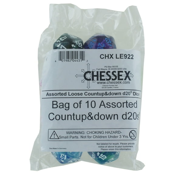 Bag of 10 Assorted Countup&Down d20 Dice