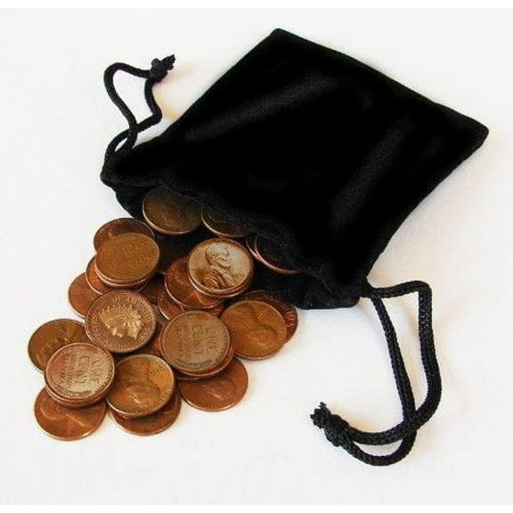 Bag of Fifty Various Coins with an Indian Head Penny