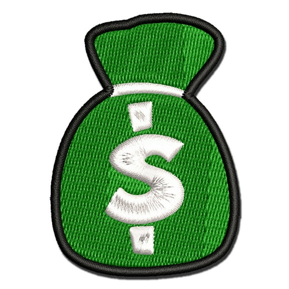 Bag of Money Applique Multi-Color Embroidered Iron-On Patch - 3.5 Inch Large