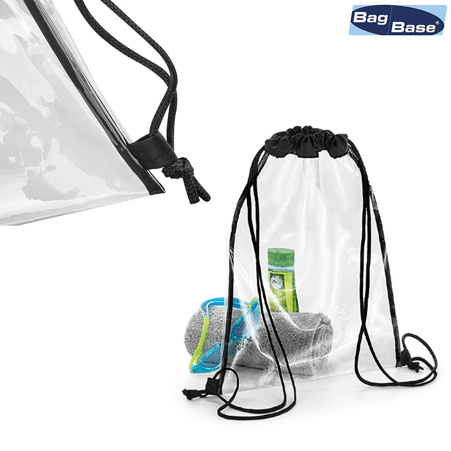 BagBase BG7 Clear Gymsac – Durchsichtiger Sportrucksack Aus Weichem TPU