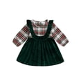 thumbnail image 1 of BagBinshrliy laanoe Toddler Baby Girl Christmas Dress Plaid Velvet Long SleeveA-line Princess Dresses 6M 12M 18M 24M 3T 4T Kids Fall Casual Dress, 1 of 6