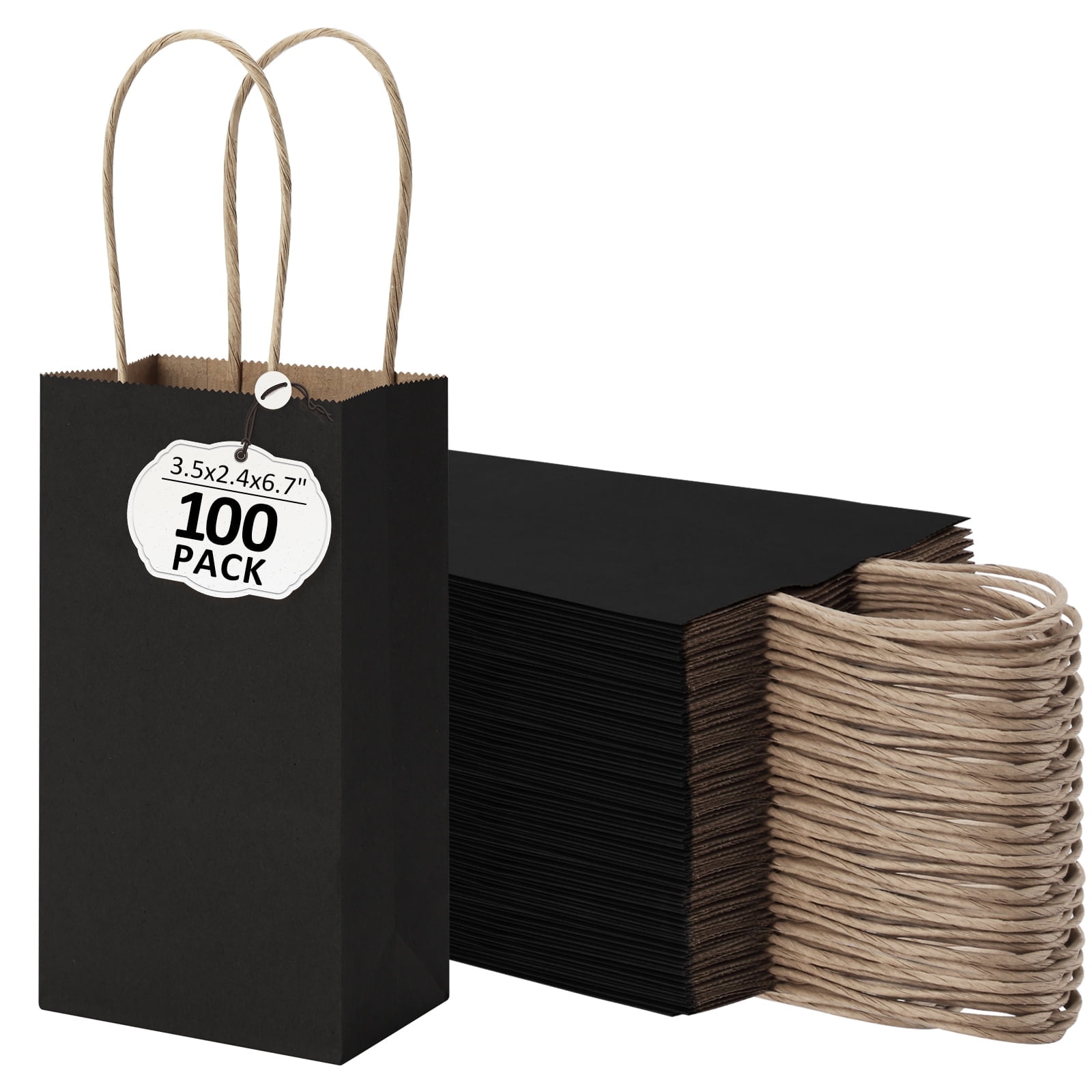 BagDream Small Kraft Paper Bags Mini Black Gift Bags with Handles