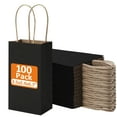 thumbnail image 1 of BagDream Small Kraft Paper Bags Mini Black Gift Bags with Handles Recyclable Party Favor Bag for Birthday, Baby Shower, Business, 3.5x2.4x6.7", 100 Pack, 1 of 8