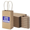 thumbnail image 1 of BagDream 100 Pack Mini Brown Gift Bags with Handles 3.5x2.4x6.7 Recyclable Kraft Paper Bags for Party Favor, Birthday, Baby Shower, Small Business, 1 of 8