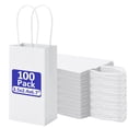 thumbnail image 1 of BagDream 100 Pack Mini White Gift Bags with Handles 3.5x2.4x6.7 Recyclable Kraft Paper Bags for Party Favor, Small Business, 1 of 8