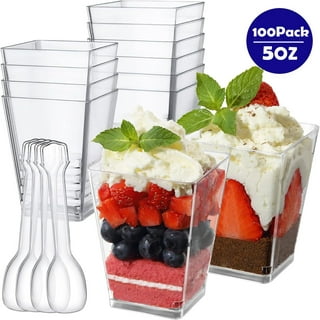 PLASTIC RECTANGLE DESSERT CUPS 120ML - 10PC