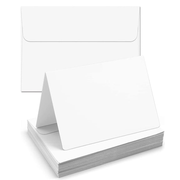 BagDream 100 Pack Blank White Cards and Envelopes 5x7 Heavyweight Folded Cardstock A7 Envelopes Printable Self Seal for Invitations, Wedding, Graduations, Thank You Cards, Mailing