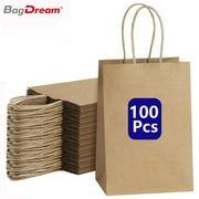 BagDream 100 Pack Brown Kraft Paper Bags, 5.25x3.75x8 inches Small Paper Gift Bags with Handles Bulk Shopping Bags, Party Favor Bags for Craft Takeouts Business