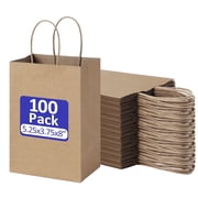BagDream 100 Pack Brown Kraft Paper Bags, 5.25x3.75x8 inches Small Paper Gift Bags with Handles Bulk Shopping Bags for Fathers Day, Birthday Wedding Party Favors Grocery Retail Business