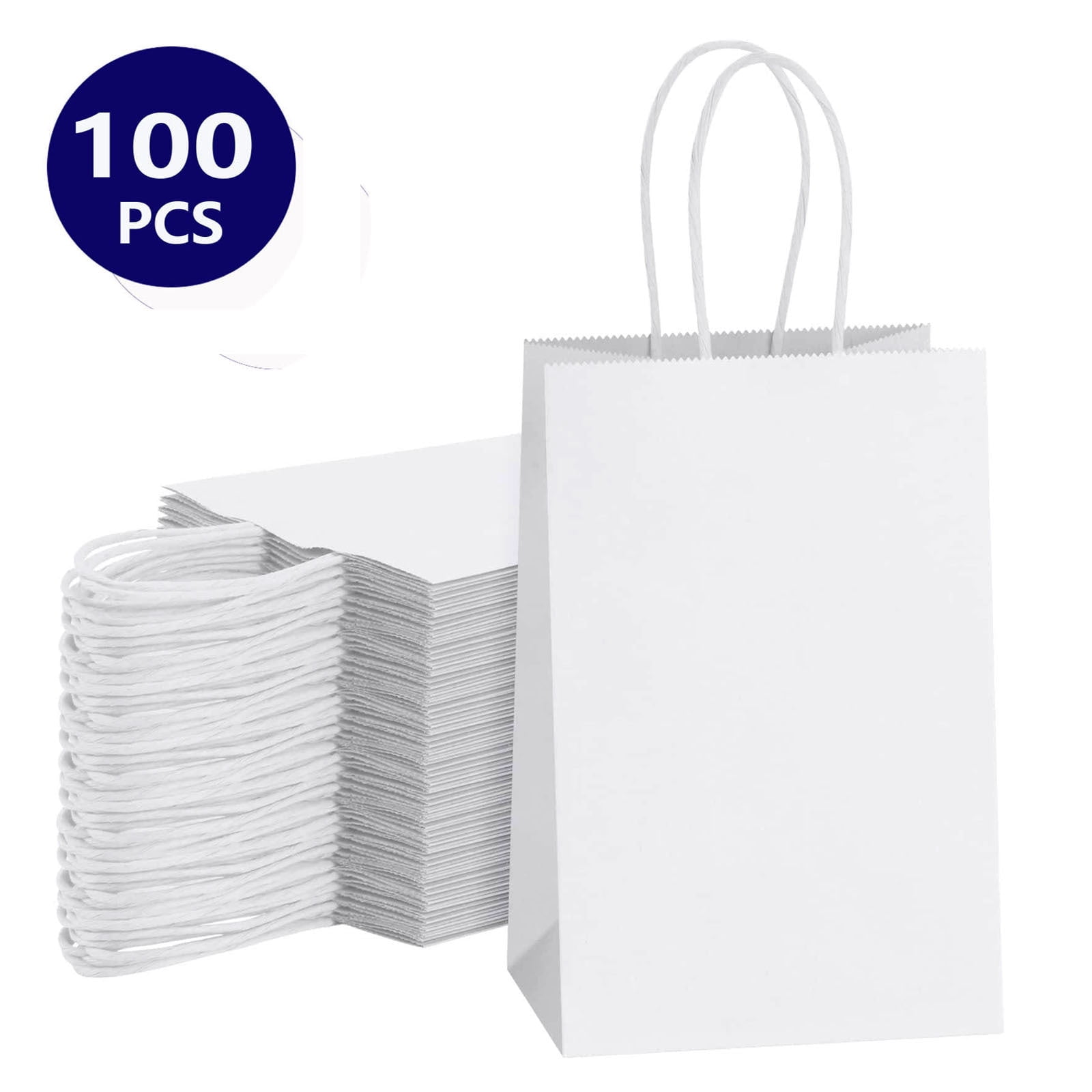 White Small Gift Bags with Tissue Paper, YACEYACE 10Pcs 5.25x3.75x8  Small White Paper Gift Bags with Handles Bulk,Baby Shower,Merchandises