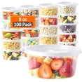 thumbnail image 1 of BagDream 100 Sets Deli Containers with Lids 8 oz, Leak-Proof & BPA Free Airtight Takeout Plastic Food Storage Containers for Soup, Freezer/Microwave/Dishwasher Safe, 1 of 8
