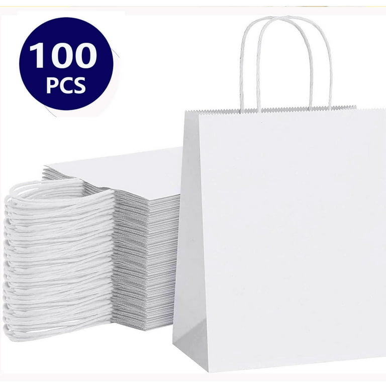 White Paper Shopping Bag Gifts, White Paper Bags Handles
