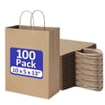 thumbnail image 1 of BagDream 100 Pack Brown Paper Gift Bags with Handles 10x5x13 Kraft Shopping Bags for Wedding, Father's Day, Baby Show and Birthday Business, 1 of 8