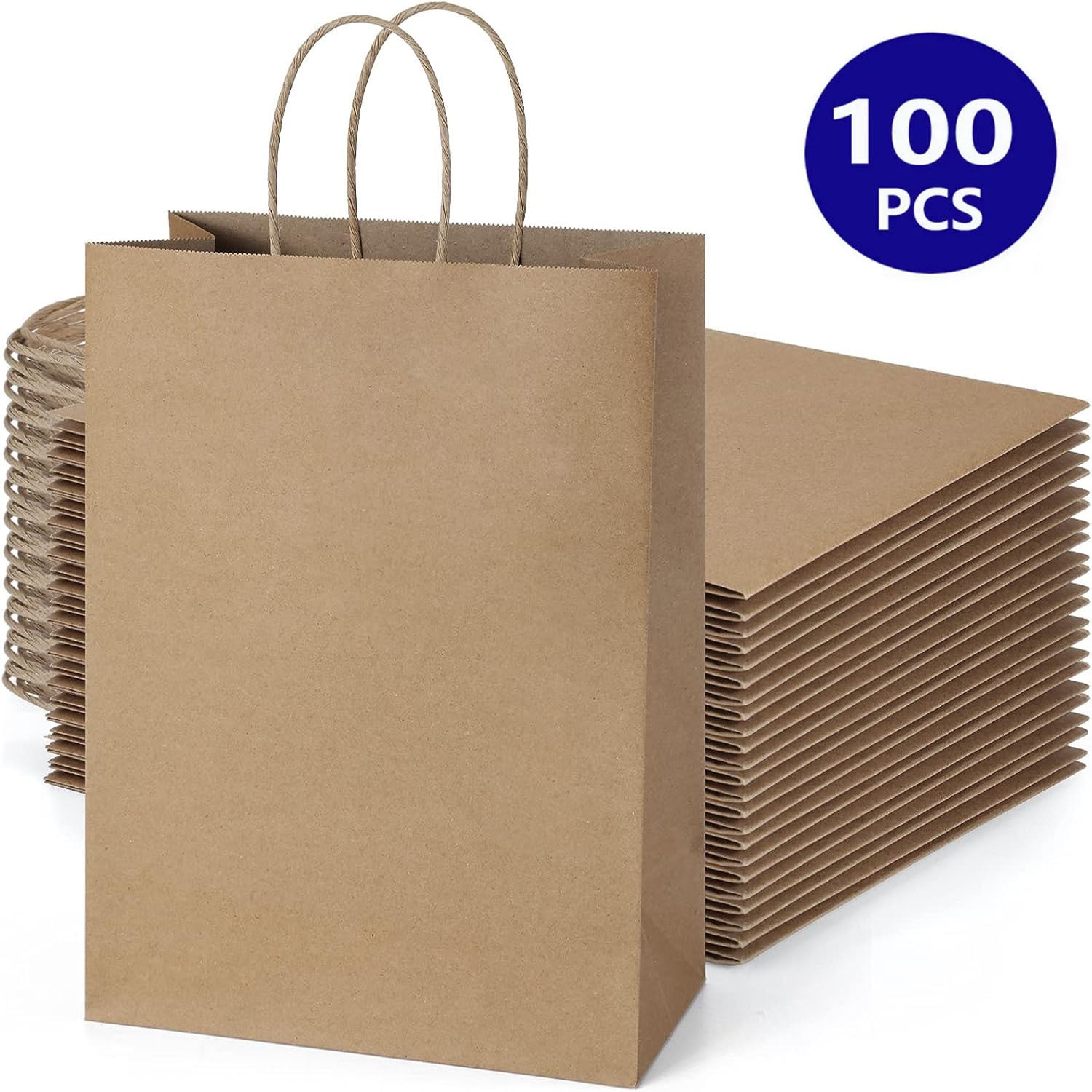 100 Pack Multicolour Medium Gift Bags with Handles Bulk, 8x4.75x10 inch  White/Black/Green/Blue/Red Each 20pcs bagmad Kraft Birthday Party Favors  Grocery Retail … in 2023
